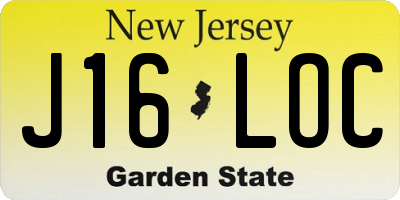 NJ license plate J16LOC