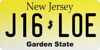 NJ license plate J16LOE
