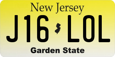 NJ license plate J16LOL