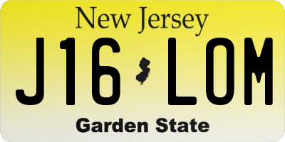 NJ license plate J16LOM