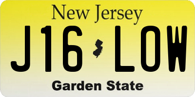 NJ license plate J16LOW