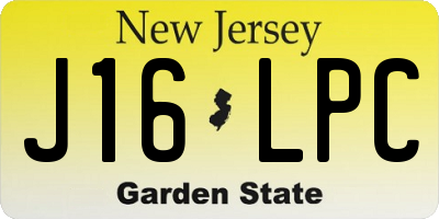 NJ license plate J16LPC