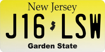 NJ license plate J16LSW