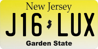 NJ license plate J16LUX