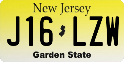 NJ license plate J16LZW