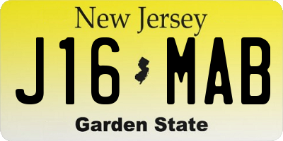 NJ license plate J16MAB