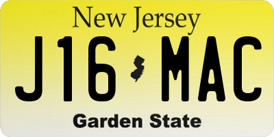 NJ license plate J16MAC