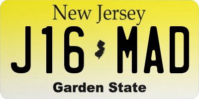 NJ license plate J16MAD