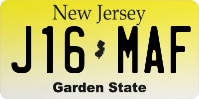 NJ license plate J16MAF