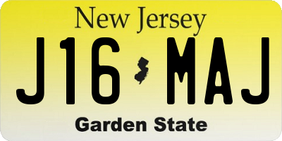 NJ license plate J16MAJ