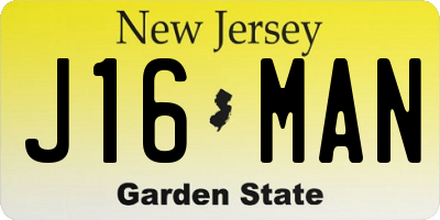NJ license plate J16MAN