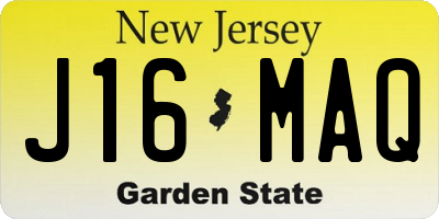NJ license plate J16MAQ