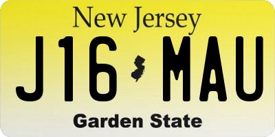 NJ license plate J16MAU