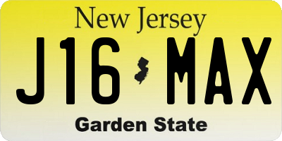 NJ license plate J16MAX