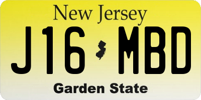 NJ license plate J16MBD
