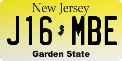NJ license plate J16MBE