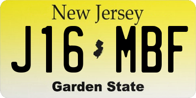 NJ license plate J16MBF