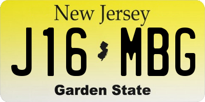 NJ license plate J16MBG