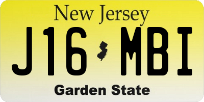 NJ license plate J16MBI