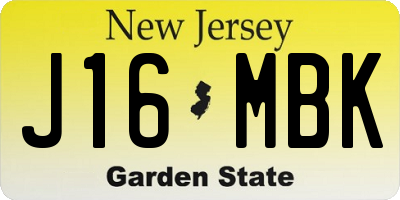 NJ license plate J16MBK