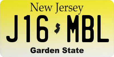 NJ license plate J16MBL