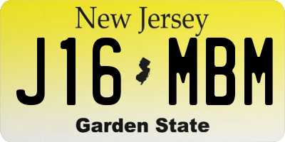 NJ license plate J16MBM
