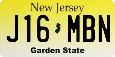 NJ license plate J16MBN