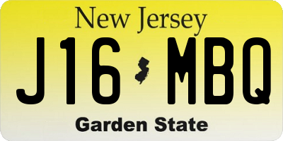 NJ license plate J16MBQ