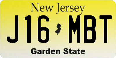 NJ license plate J16MBT