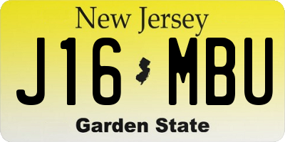 NJ license plate J16MBU