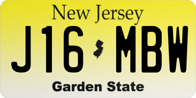 NJ license plate J16MBW