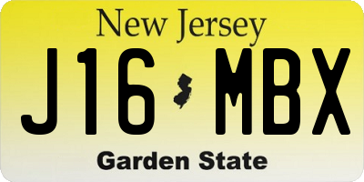 NJ license plate J16MBX