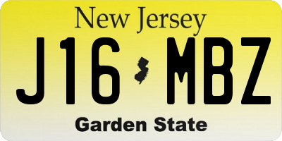 NJ license plate J16MBZ