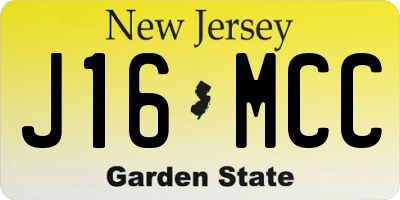 NJ license plate J16MCC