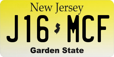 NJ license plate J16MCF