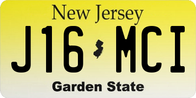 NJ license plate J16MCI