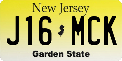 NJ license plate J16MCK