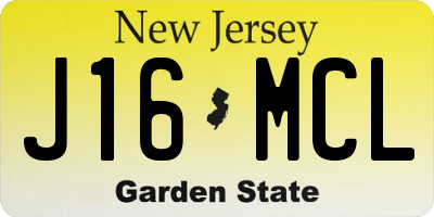 NJ license plate J16MCL