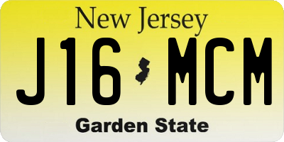 NJ license plate J16MCM