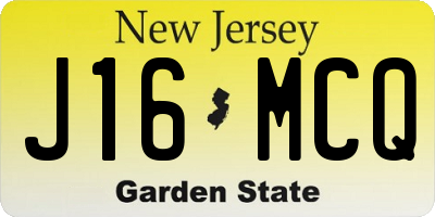 NJ license plate J16MCQ