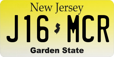 NJ license plate J16MCR