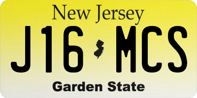 NJ license plate J16MCS