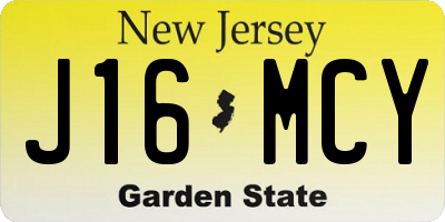 NJ license plate J16MCY