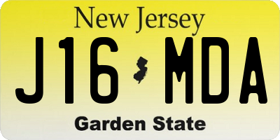 NJ license plate J16MDA