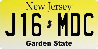 NJ license plate J16MDC