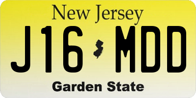 NJ license plate J16MDD