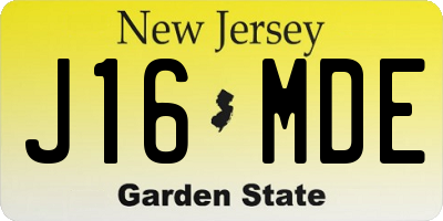 NJ license plate J16MDE