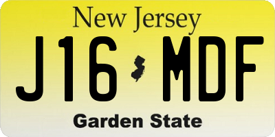 NJ license plate J16MDF