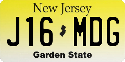 NJ license plate J16MDG