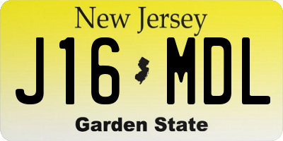 NJ license plate J16MDL